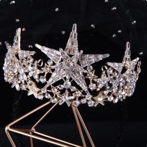 Crystal sturdy material star queen weeding crown hair jewelry
